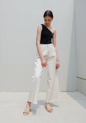 High-Waisted Wide-Leg Linen Pants for Women with Raw Hem and Tailored Fit