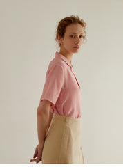 A-Line High-Waist Midi Skirt In Breathable Pure Linen With Front Slit And Button Detail
