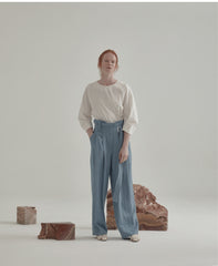 High-Waisted Linen Pants With Wide-Leg Silhouette And Belted Waistband For Effortless Style