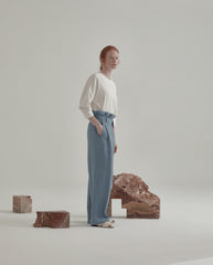 High-Waisted Linen Pants With Wide-Leg Silhouette And Belted Waistband For Effortless Style