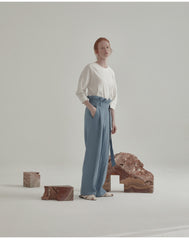 High-Waisted Linen Pants With Wide-Leg Silhouette And Belted Waistband For Effortless Style