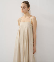 Sleeveless Linen Maxi Dress with Gathered Bodice and Flowy A-Line Silhouette