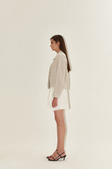 High-Rise Pleated Linen Shorts for Women with Belted Waist and Tailored Summer Fit