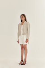 High-Rise Pleated Linen Shorts for Women with Belted Waist and Tailored Summer Fit