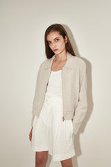 High-Rise Pleated Linen Shorts for Women with Belted Waist and Tailored Summer Fit