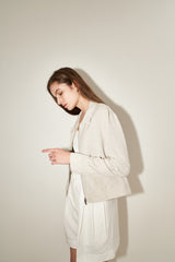 High-Rise Pleated Linen Shorts for Women with Belted Waist and Tailored Summer Fit