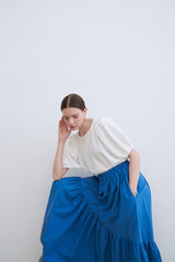 Puff Sleeve Blouse with Relaxed Fit and Textured Fabric