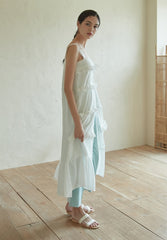Sleeveless Cotton Dress with Ruffle Detailing and Flowy Silhouette, Ideal for Summer Wear