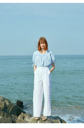 High-Waisted Wide Leg Linen Pants For Women - Tailored Pleated Linen Trousers With Side Pockets