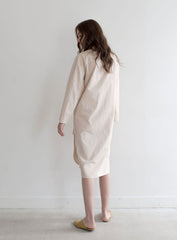 Sleeve-Tied Midi Shirt Dress in Crisp Linen Fabric