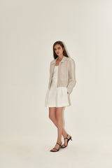 High-Rise Pleated Linen Shorts for Women with Belted Waist and Tailored Summer Fit