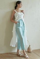 Sleeveless Cotton Dress with Ruffle Detailing and Flowy Silhouette, Ideal for Summer Wear