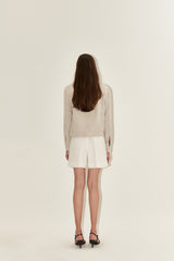 High-Rise Pleated Linen Shorts for Women with Belted Waist and Tailored Summer Fit