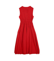 Sleeveless Linen Midi Dress With Fitted Bodice And Flowy Skirt