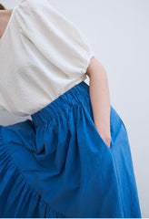 Puff Sleeve Blouse with Relaxed Fit and Textured Fabric