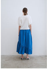 Puff Sleeve Blouse with Relaxed Fit and Textured Fabric