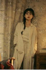 Marie Linen Cotton Long Sleeve Maxi Dress