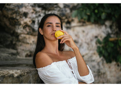 Linen Peasant Crop Top with Drawstring Neckline and Puff Sleeves