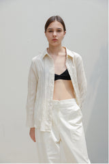 High-Waisted Wide-Leg Linen Pants with Tailored Fit and Elastic Back Waistband