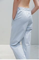 High-Waisted Wide-Leg Linen Pants with Elastic Waistband and Front Patch Pockets