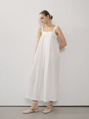 Sleeveless Linen Maxi Dress with Adjustable Straps and Flowy A-Line Silhouette