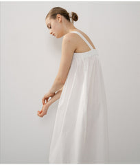 Sleeveless Linen Maxi Dress with Adjustable Straps and Flowy A-Line Silhouette