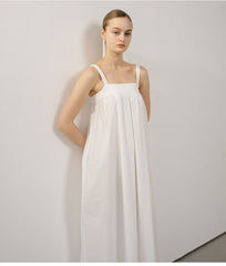 Sleeveless Linen Maxi Dress with Adjustable Straps and Flowy A-Line Silhouette