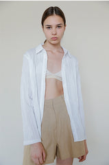 High-Rise Pleated Linen Shorts for Women with Side Pockets and Tailored Waistband