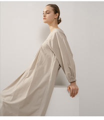 Elegant Sleeveless Linen Maxi Dress with Gathered Back and Flowy A-Line Silhouette