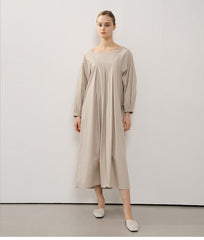 Elegant Sleeveless Linen Maxi Dress with Gathered Back and Flowy A-Line Silhouette