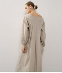 Elegant Sleeveless Linen Maxi Dress with Gathered Back and Flowy A-Line Silhouette