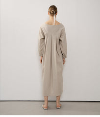 Elegant Sleeveless Linen Maxi Dress with Gathered Back and Flowy A-Line Silhouette
