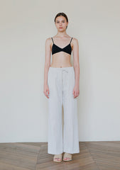 High-Waisted Wide-Leg Linen Pants with Elastic Back Waistband for Effortless Comfort