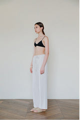 High-Waisted Wide-Leg Linen Pants with Elastic Back Waistband for Effortless Comfort