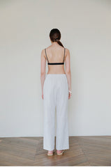 High-Waisted Wide-Leg Linen Pants with Elastic Back Waistband for Effortless Comfort