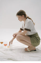 High-Waisted Linen Shorts with Pleated Front and Cuffed Hem for Effortless Summer Style