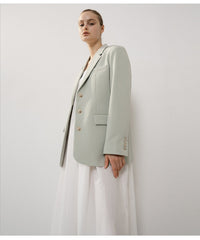 Tailored Longline Linen Blazer with Notch Lapels and Button Cuffs for Effortless Elegance