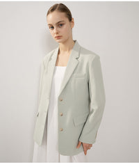 Tailored Longline Linen Blazer with Notch Lapels and Button Cuffs for Effortless Elegance