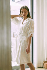 Sleeveless Linen Midi Dress with Waist Belt and Notched Lapel Collar for Elegant Summer Style