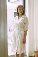 Sleeveless Linen Midi Dress with Waist Belt and Notched Lapel Collar for Elegant Summer Style