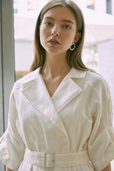 Sleeveless Linen Midi Dress with Waist Belt and Notched Lapel Collar for Elegant Summer Style