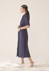 Double-Breasted Tailored Midi Dress In Breathable Premium Linen With Belt And Patch Pockets