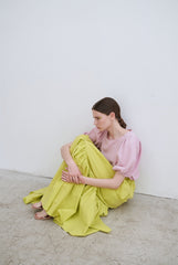 Linen Tiered Maxi Skirt with Ruffled Hem and Relaxed Fit