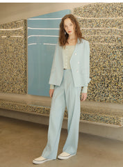 Linen Blazer Asymmetric Button-Front Linen Coat With Tailored Silhouette