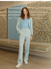 Linen Blazer Asymmetric Button-Front Linen Coat With Tailored Silhouette