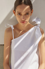 Asymmetrical Linen Blouse with Adjustable Shoulder Ties and Lightweight Relaxed Fit