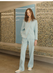 Linen Blazer Asymmetric Button-Front Linen Coat With Tailored Silhouette