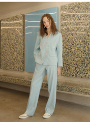 Linen Blazer Asymmetric Button-Front Linen Coat With Tailored Silhouette