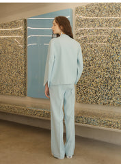 Linen Blazer Asymmetric Button-Front Linen Coat With Tailored Silhouette