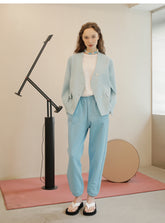 Relaxed Fit Women's Linen Pants - Elastic Waist Tapered Linen Trousers With Ankle Cuff Detail